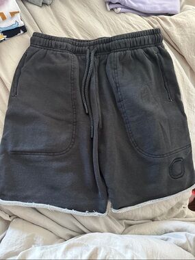 Black Athletic Drawstring Fleece Shorts